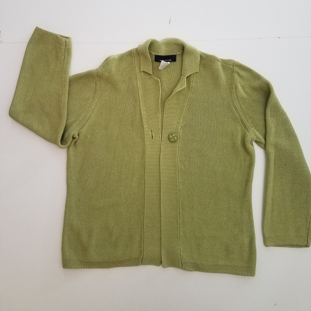 Jones New York green knit sweater cardigan sz XL